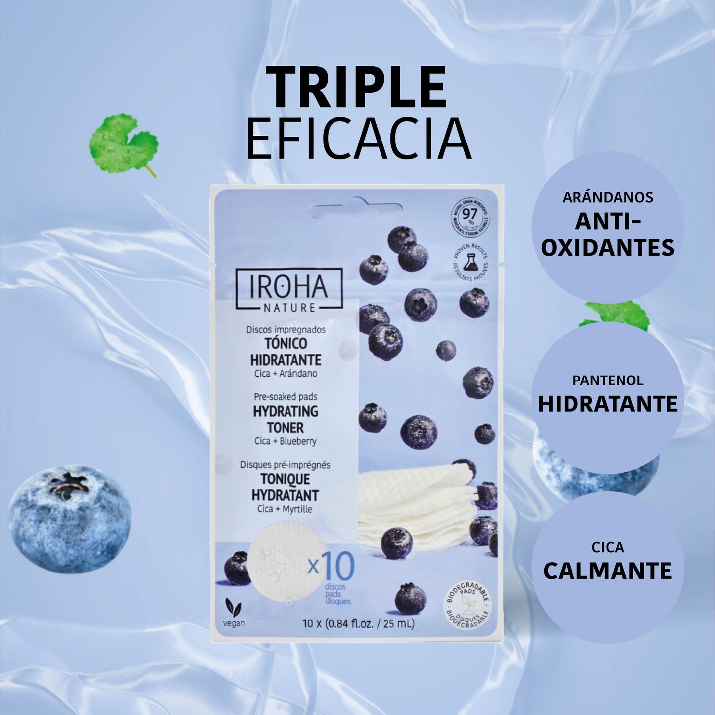 Hydrating and Soothing Toner Pads with Blueberries