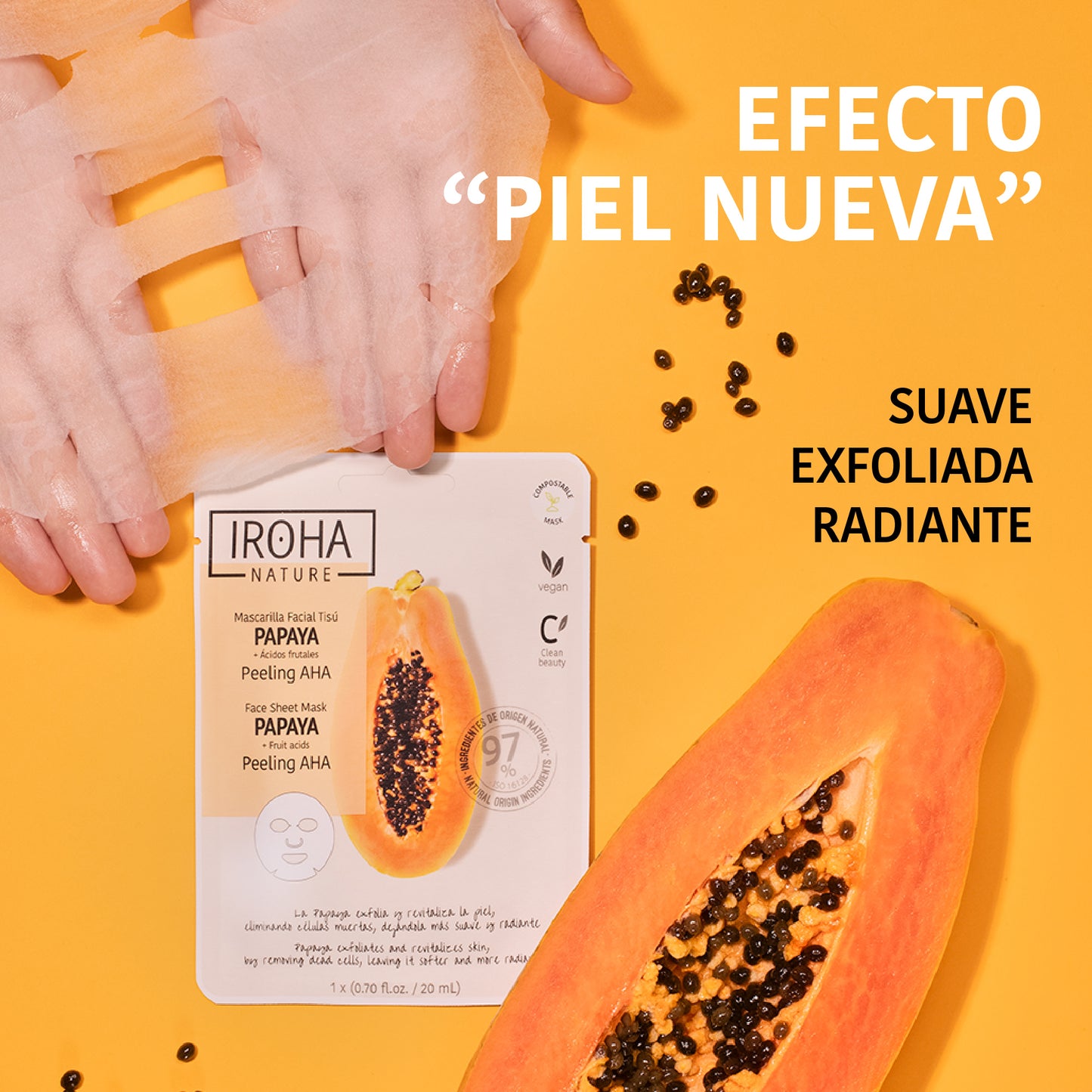 Peeling AHA Face Sheet Mask with Papaya