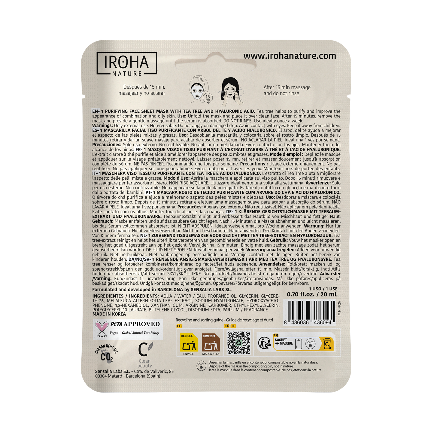 Hydrating Face Sheet Mask with Avocado