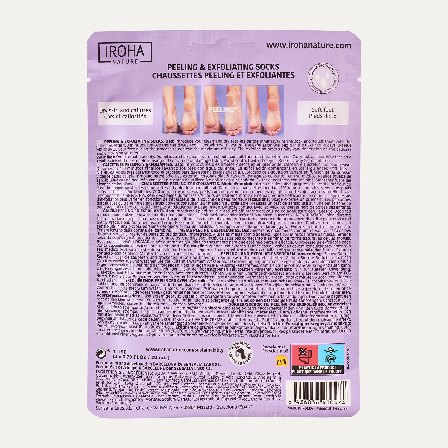 Peeling and Exfoliating Foot Mask with Glycolic Acid