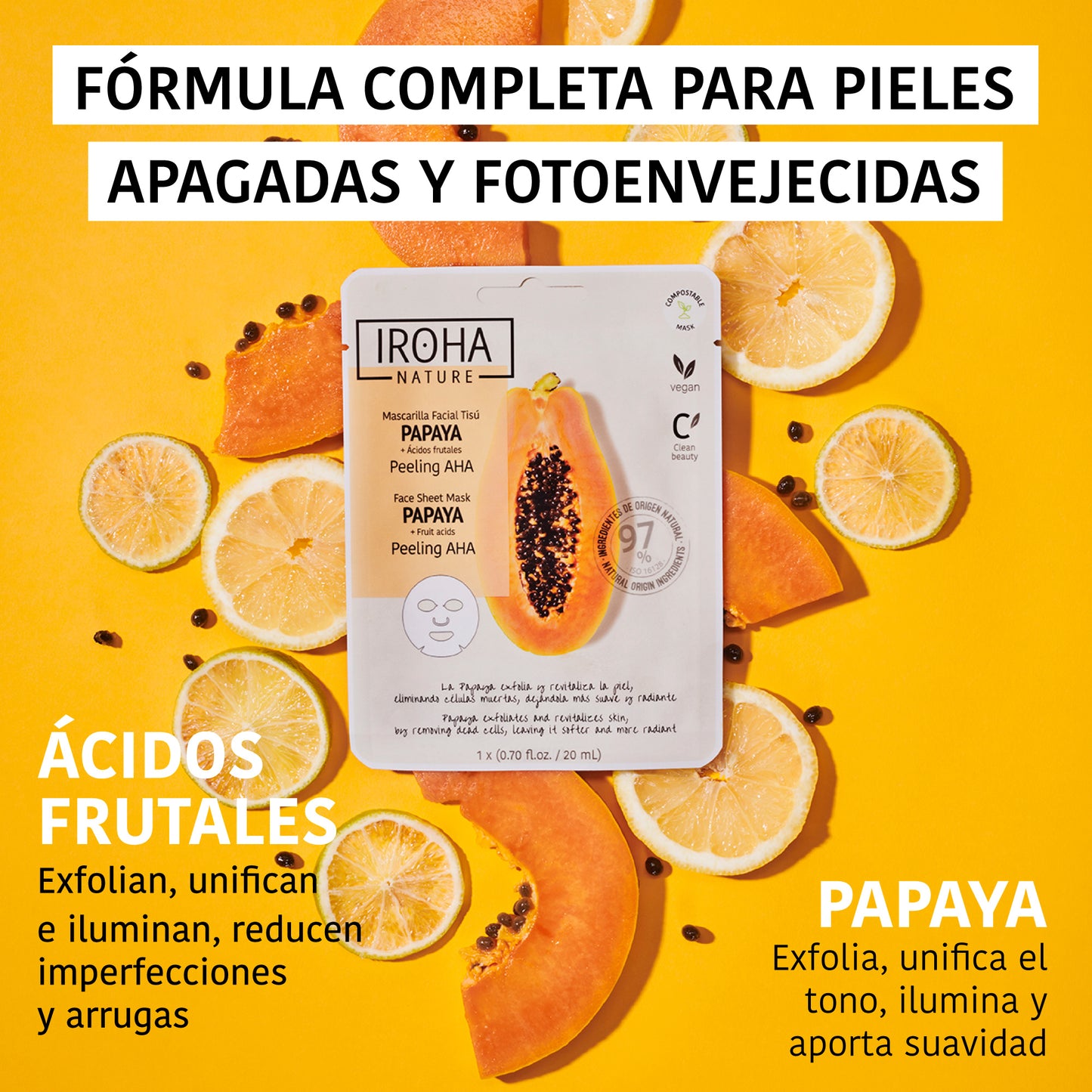 Peeling AHA Face Sheet Mask with Papaya