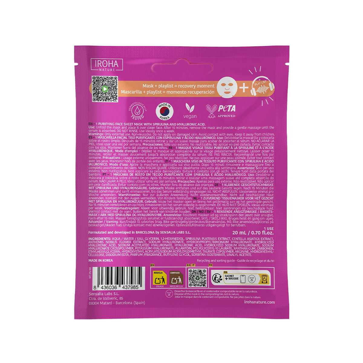 Purifying POST-WORKOUT Mask with Spirulina