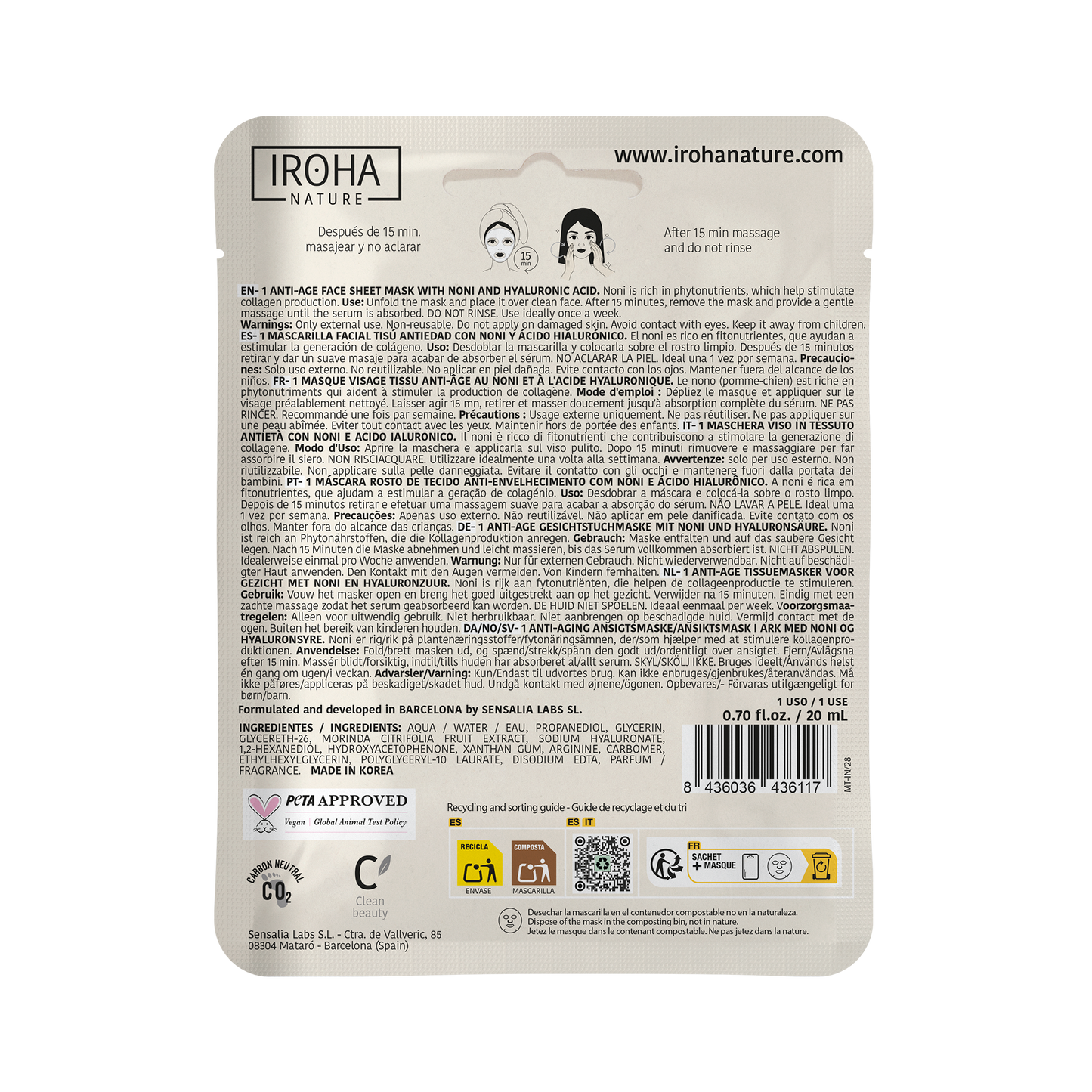 Anti-Age Noni Face Sheet Mask