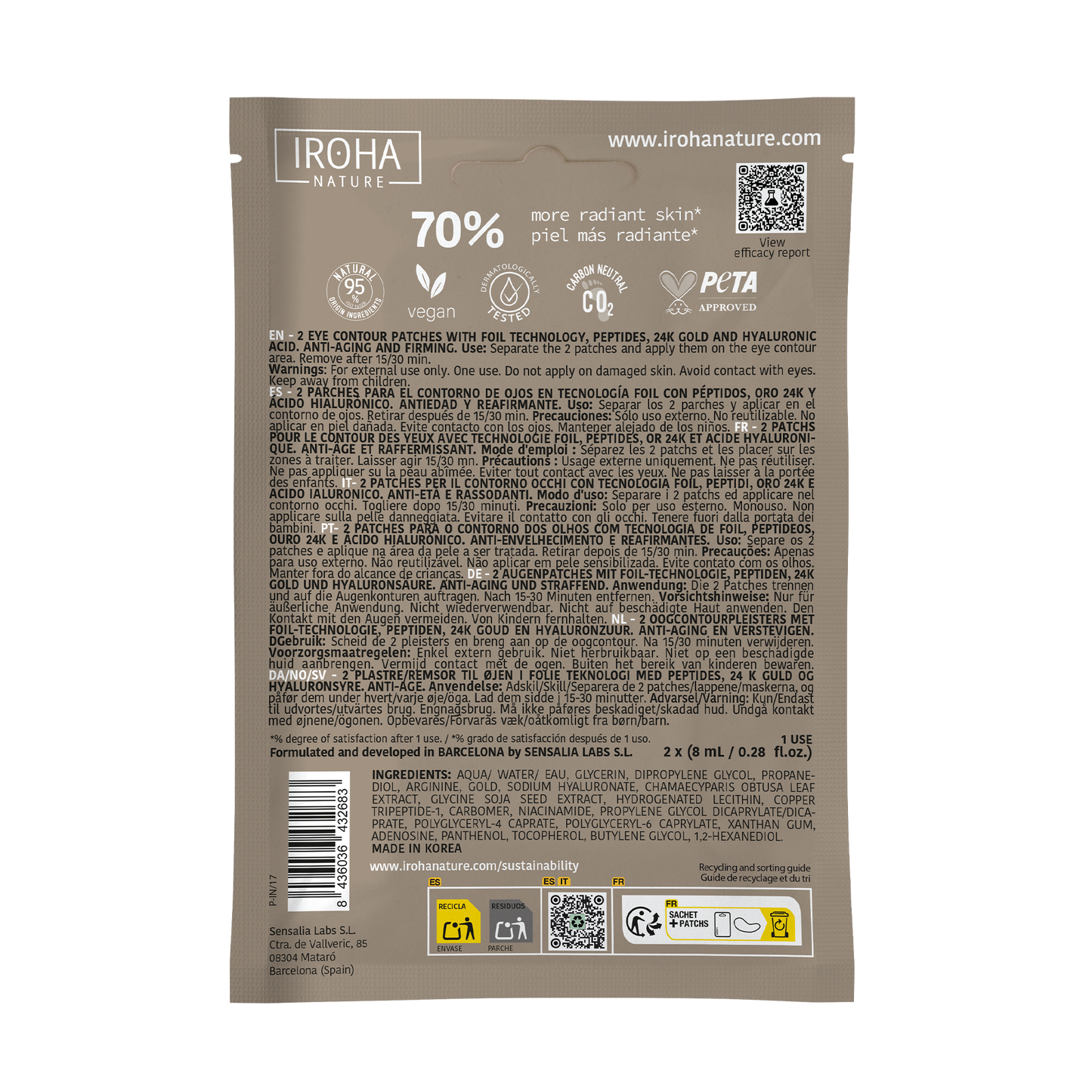 Anti-Aging Eye Patches with Gold & Peptides