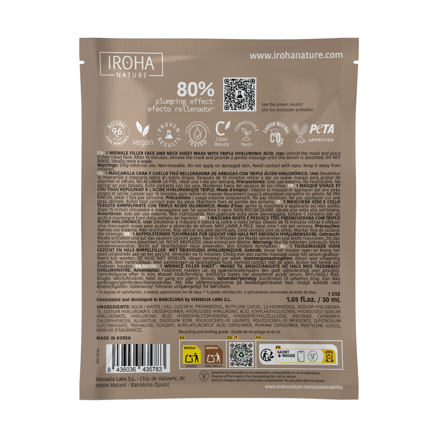 Wrinkle Filler Face Sheet Mask with Triple Hyaluronic Acid
