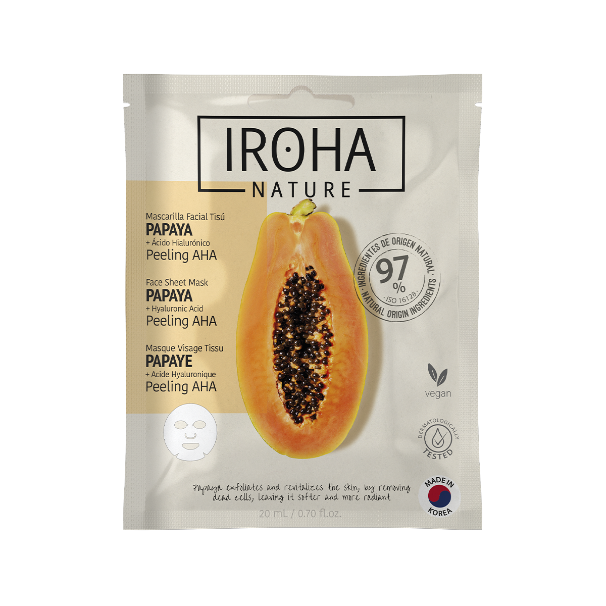 Peeling AHA Face Sheet Mask with Papaya