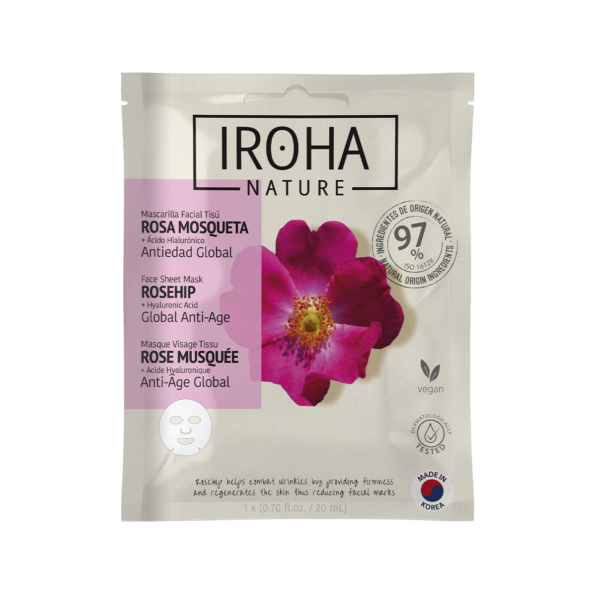 Global Anti-Age Face Sheet Mask with Rosehip