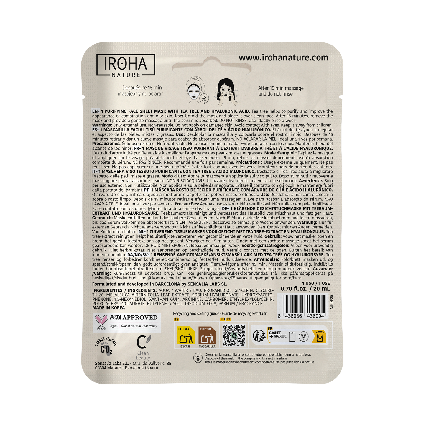 Purifying Face Sheet Mask with Tea Tree
