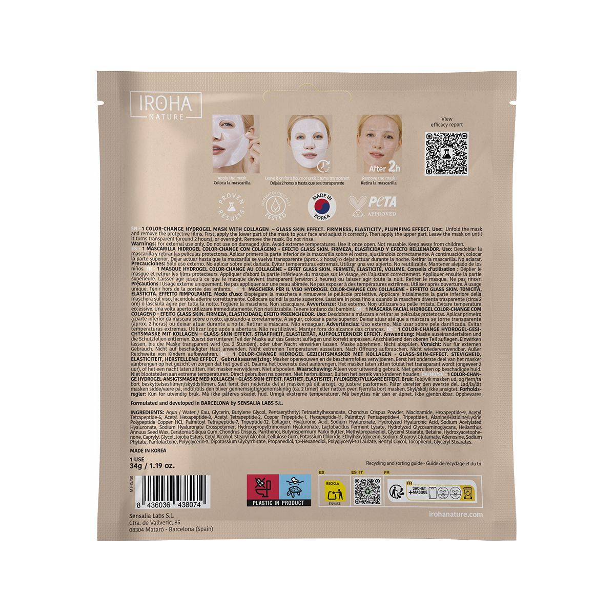 Mascarilla Reafirmante Hidrogel Glass Skin con Colágeno